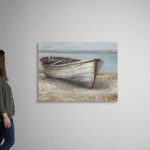 GREATBIGCANVAS Whitewashed Boat I Canvas Wall Art Print, Ships & Boats Home Decor Artwork, 48″x36″