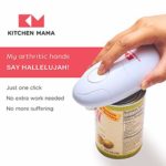 Kitchen Mama Electric Can Opener: Open Your Cans with A Simple Push of Button – Smooth Edge, Food-Safe and Battery Operated Handheld Can Opener(White)
