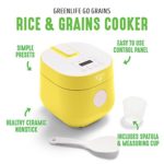 GreenLife Healthy Ceramic Nonstick 4-Cup Rice Oats and Grains Cooker, PFAS-Free, Dishwasher Safe Parts, Yellow