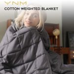 YnM Weighted Blanket — Heavy 100% Oeko-Tex Certified Cotton Material with Premium Glass Beads (Dark Grey, 48”x72” 15lbs), Suit for One Person(~140lb) Use on Twin/Full Bed …