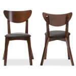 Baxton Studio Desta Mid-Century Walnut Brown Dining Chair (Set of 2), Black/Walnut Brown