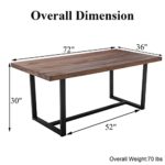 Modern Dining Table for 6-8 Person, 72 inch Farmhouse Wooden Dining Table with Metal Frame, Rectangular Kitchen & Dining Room Table for Home Office Furniture