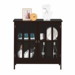 VINGLI Buffet Table Kitchen Buffet Storage Cabinet Brown Sideboard Cabinet with Plexiglass Front Doors for Kitchen, Dining Room, Living Room, Hallway