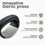 Cuisinly® – Garlic Press – Garlic Press Stainless Steel – Garlic Press Rocker – Garlic Chopper – Garlic Crusher – Garlic Mincer – With Free Silicone Garlic Peeler and Cleaning Brush