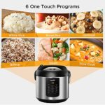 COMFEE’ Rice Cooker, 6-in-1 Stainless Steel Multi Cooker, Slow Cooker, Steamer, Saute, and Warmer, 2 QT, 8 Cups Cooked(4 Cups Uncooked), Brown Rice, Quinoa and Oatmeal, 6 One-Touch Programs