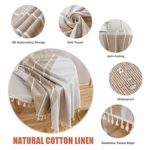 Vonabem Table Cloth Tassel Cotton Linen Table Cover for Kitchen Dinning Wrinkle Free Table Cloths (Coffee, 60in Round)