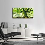 Kreative Arts Canvas Large Art Print Spring Forest Nature Green Big Tree Wall Art Photo Printed on Canvas Framed Artwork for Office Wall Decoration Ready to Hang 20x40inch