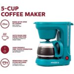 Holstein Housewares – 5 Cup Coffee Maker, Teal – User Friendly One-Touch Operation