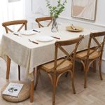 Table Linen Cloth Cover for Kitchen Dinning Wrinkle Free Heavy Weight Soft Fabric Spill Proof for Outdoor Picnic (Ivory, 55*55)