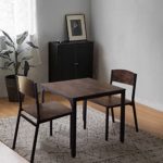 VEIKOUS Dining Set for Small Places, 3 Piece Space Saving Dining Table Set for 2 Person, Chair Supports 220lbs, Metal Square Table and 2 Chairs Set for Kitchen Dining Room