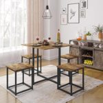 Yaheetech 5 Piece Dining Table & Chair Set – Compact Wood Table Sets Home Furniture for Home Kitchen Dining Room Small Space -Rustic Brown