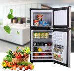 Anukis Compact Refrigerator4.0 Cu Ft 2 Door Mini Fridge with Freezer For Apartment, Dorm, Office, Family, Basement, Garage, Silver