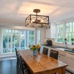 ASGYISA 4- Lights Semi Flush Mount Black and Gold Ceiling Light?Vintage Metal Farmhouse Cage Chandelier Fixture?Modern Ceiling Lamp for Kitchen Bedroom Dining Room Living Room Entryway