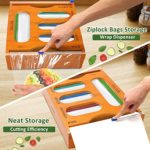 FUTASSI Plastic Wrap Dispenser with Slide Cutter, Kitchen Ziplock Bag, Aluminum Foil, and Wax Paper Organizer, 2 in 1 Ziploc Bag Storage Box for Gallon, Quart, Sandwich, and Snack