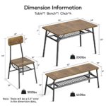 Gizoon Rectangular Dining Table Set for 6 w/Chairs, Bench, 6 Piece Modern Wood Kitchen Dining Room Set with Storage Rack for Home Family Dinette, Breakfast Nook Small Space, Saving Space-Retro