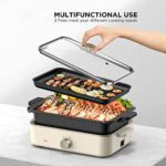 3 in 1 Multi-functional Electric Skillet Nonstick with Lids – 1400W Adjustable Temperature Electric Frying Pan with Removable Healthy-Eco Non-Stick Coating