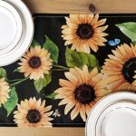 Sunflower Table Runner 72 Inches Thanksgiving Table Runner Black Table Runner for Wedding Country Decor Farmhouse Decor Kitchen Table Linen
