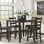 Signature Design by Ashley Coviar 5 Piece Counter Height Dining Set, Includes Table & 4 Barstools, Brown