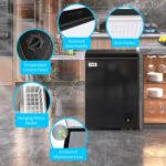 WANAI Chest Freezer, 3.5 Cubic Deep Freezer with Top Open Door and Removable Storage Basket, 7 Gears Temperature Control, Energy Saving, Ideal for Office Dorm or Apartment (Black)