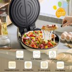 Bear Electric Griddle, 11.8” Nonstick Extra Large with Two Frying Pan, Smokeless Indoor Grill with Temperature Control, Foldable Electric Baking Pan, 1500w Electric Skillet, Panini Crepe Pizza Maker