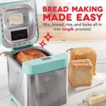DASH Everyday Stainless Steel Bread Maker, Up to 1.5lb Loaf, Programmable, 12 Settings + Gluten Free & Automatic Filling Dispenser – Aqua (Renewed)