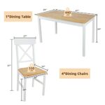 Kitchen Dinning Table Sets for 4, 5-Piece Wood Table with Chairs, Modern Rectangular Dining Table Furniture Set with 4 Chairs, Dining Room Table Set for, Dining Room, Living Room, Original Wood Color