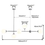 KCO Modern Ceiling Pendant Lighting, Mid-Century Glass Globes Sputnik Pendant Lamp, LED 6-Light Hanging Adjustable Chandelier for Kitchen Island Living Dining Room (Silver+White)