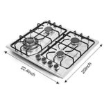 22?x20? Built in Gas Cooktop 4 Burners Stainless Steel Stove with NG/LPG Conversion Kit Thermocouple Protection and Easy to Clean (20Wx22L)