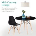 Best Choice Products 5-Piece Dining Set, Compact Mid-Century Modern Table & Chair Set for Home, Apartment w/ 4 Chairs, Plastic Seats, Wooden Legs, Metal Frame – Brown/Black