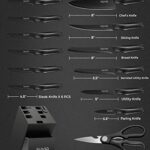 syvio Knife Sets for Kitchen with Block, Kitchen Knife Sets 14 Piece with Built-in Sharpener, Kitchen Knives for Chopping, Slicing, Dicing&Cutting