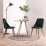 Homy Casa Dining Chairs Set Dining Room Chairs Set of 2, Upholstered Velvet Kitchen Chairs Mid-Century Modern Side Chair Set Accent Chairs with Soft Seat Metal Legs, Dark Green