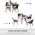 HIPIHOM Modern Round Dining Table and Chairs for 4, 5 Pieces MDF Table and PU Chairs Set 4 for Kitchen, Living Room, Dining Room,Reception Room (Table+4 Brown Chairs)