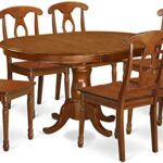 EAST WEST FURNITURE 7 Pc Dining room set-Oval Dining Table with Leaf and 6 Chairs