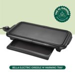 BELLA Electric Griddle w Warming Tray, Make 8 Pancakes or Eggs At Once, Fry Flip & Serve Warm, Healthy-Eco Non-stick Coating, Hassle-Free Clean Up, Submersible Cooking Surface, 10″ x 18″, Copper/Black
