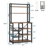 Tribesigns 6-Tier Kitchen Baker’s Rack with 6 Hooks and Hutch, Free Standing Microwave Oven Stand with 2 Wire Baskets, Utility Storage Shelf Kitchen Island (Brown)