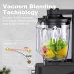 ELEVARIFY Professional Blender for Kitchen Quiet: Vacuum Commercial Blender for Shakes and Smoothies – 64oz Industrial Countertop Blenders – 1500W High Power Smoothie Blender with Shield, Black-29015