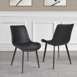 Miereirl Dining Chairs Set of 4 with PU Cushion Mid Century Modern Metel Legs for Indoor Kitchen & Dining Room Chairs Comfortable Chairs Suitable for Home Coffee Black