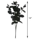 Tinsow 10 Pcs Black Artificial Eucalyptus Branches Stems Faux Eucalyptuses Real Touch Leaf Gathic Theme Party Bouquet Centerpiece Halloween Home Decor (Black, 10)