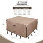ULTCOVER Square Patio Heavy Duty Table Cover – 600D Tough Canvas Waterproof Outdoor Dining Table and Chairs General Purpose Furniture Cover Size 86 inch