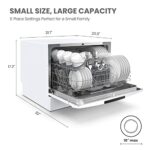 COMFEE’ Countertop Dishwasher, Portable Dishwasher with 6 Place Settings, Compact Dishwasher with 8 Washing Programs, Speed, Baby-Care, ECO& Glass, Mini Dishwasher for Dorm, RV& Apartment, White