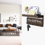 buways Wall-Mounted Key and Mail Holder, Wooden Key Rack with 4 Double Key Hooks, Rustic Home Decor for Entryway