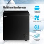 5.0 Cubic Feet WANAI Chest Freezer Deep Freezer WANAI Compact Freezer with Adjustable Thermostat Top Open Door Freezer Compressor Cooling with Rmovable Storage Basket for Home Kitchen Office and Bar