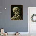 Kiddale Skull with Cigarette( 1886 by Vincent Van Gogh),Canvas Prints Wall Art Pictures Reproductions Artwork Paintings Poster,24″x16″(Unframed?