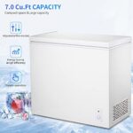 Kismile Chest Freezer, 7 cu ft Compact Mini Freezer With Low Noise & Energy Saving, Deep Freezer with Removable Basket, Ideal for Kitchen, Bedroom, Apartment, Office (White, 7.0 Cu.ft)