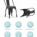 Metal Dining Chair Farmhouse Tolix Style for Kitchen Dining Room Café Restaurant Bistro Patio, 18 Inch, Stackable, Waterproof Indoor/Outdoor (Sets of 4) (Black)