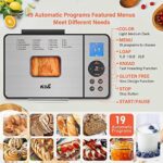 KBS Large 19 in 1 Bread Machine, 2LB Fully Stainless Steel Bread Maker Machine with Gluten-Free, Dough maker, Nonstick Ceramic Pan, 3 Loaf Sizes & 3 Crust Colors, 15H Delay Timer and1H Keep Warm Set, Oven Mitt and Recipes