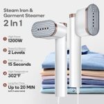 Newbealer Handheld Clothes Steamer [Luxury Edition], Horizontal & Vertical Steaming, Dry Ironing, 2 Steam levels 15s Heat Up, 302? Powerful Clothing Iron with Cushion Brush and Anti-heat Ironing Glove