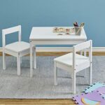 Amazon Basics Solid Wood Kiddie Table Set with Two Chairs, White
