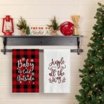 Artoid Mode Buffalo Plaid Snowflake Pine Kitchen Towels Dish Towels, 18×26 Inch Let It Snow Wonderful Seasonal Decoration Hand Towels Set of 4
