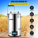 VEVOR Electric Brewing System, 9.2 Gal/35 L Brewing Pot, All-in-One Home Beer Brewer w/Pump, Mash Boil Device w/Panel, Auto/Manual Mode 100-1800W Power 25-100? Temp 1-180 min Timer Recipe Memory